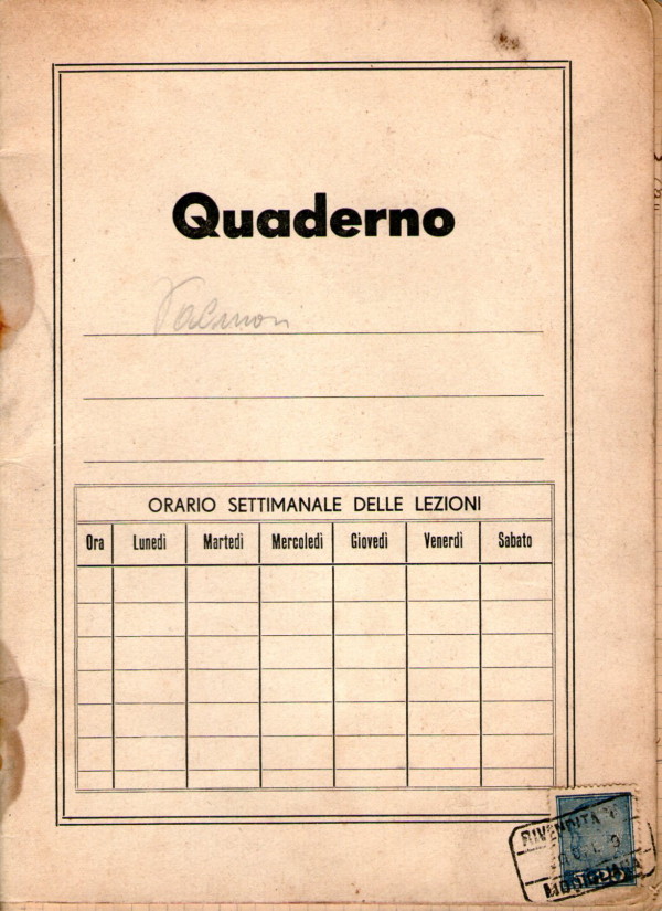 restauro quaderno di scuola del ventennio